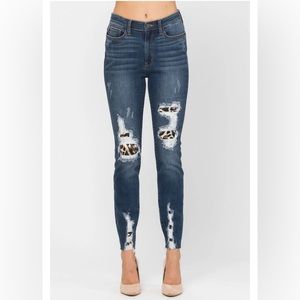 Judy Blue Jeans Leopard Patch High Waisted Skinny Jeans